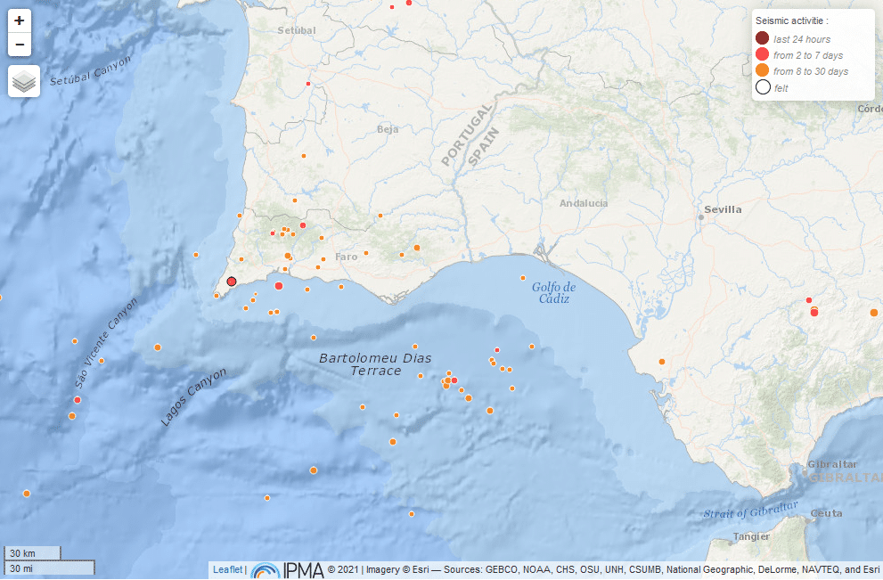 Erdbeben Karte Algarve IMAP